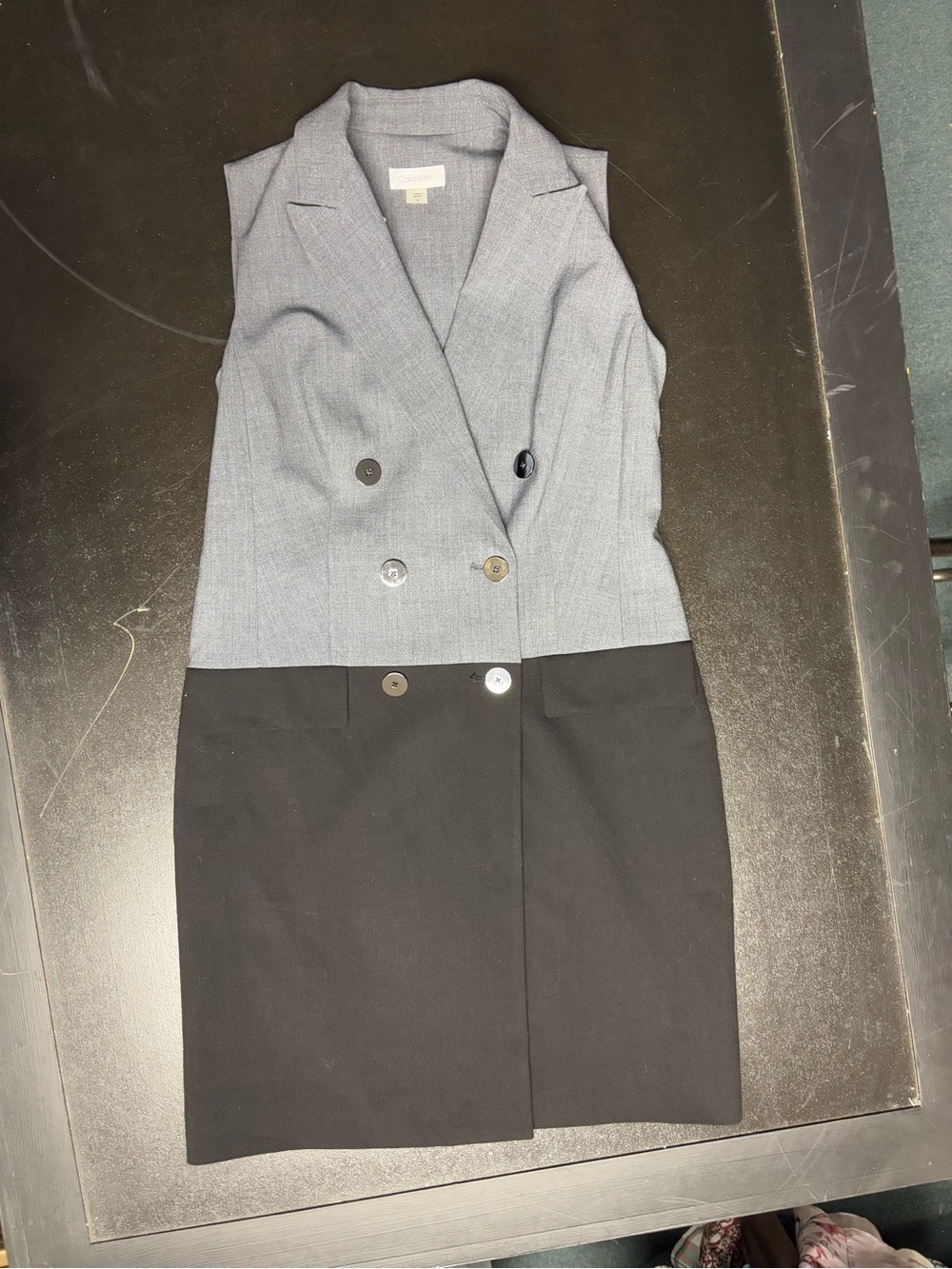 Calvin Klein Professional button Dress in Light Gray and Black